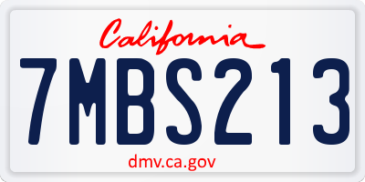 CA license plate 7MBS213