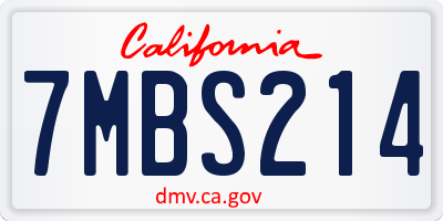 CA license plate 7MBS214