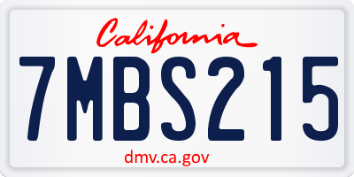 CA license plate 7MBS215