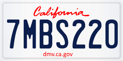 CA license plate 7MBS220