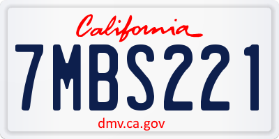 CA license plate 7MBS221