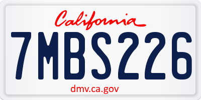 CA license plate 7MBS226