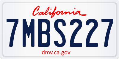CA license plate 7MBS227