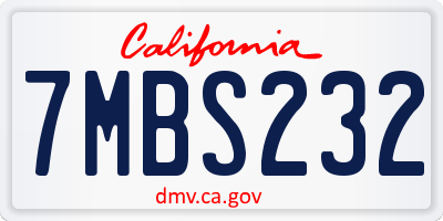 CA license plate 7MBS232
