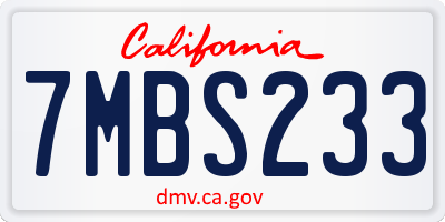 CA license plate 7MBS233