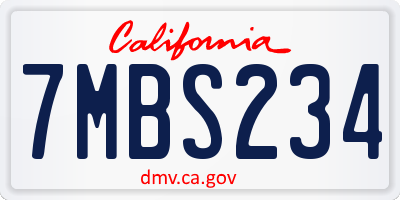CA license plate 7MBS234