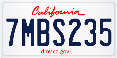 CA license plate 7MBS235