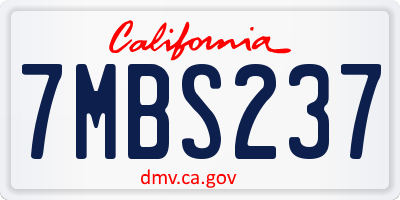 CA license plate 7MBS237