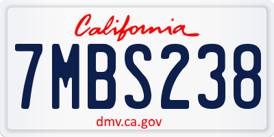 CA license plate 7MBS238