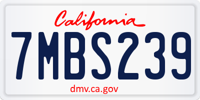 CA license plate 7MBS239