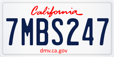 CA license plate 7MBS247