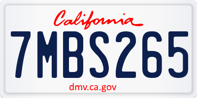 CA license plate 7MBS265