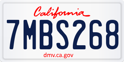 CA license plate 7MBS268