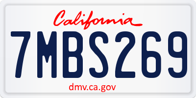CA license plate 7MBS269