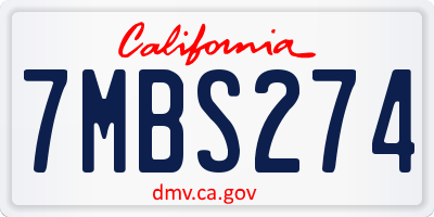 CA license plate 7MBS274