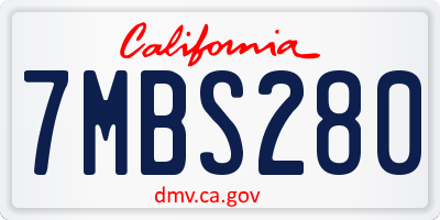 CA license plate 7MBS280
