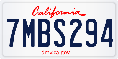 CA license plate 7MBS294