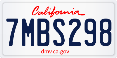 CA license plate 7MBS298