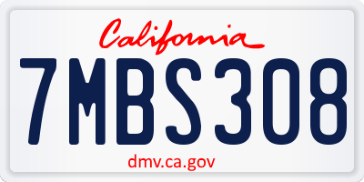 CA license plate 7MBS308