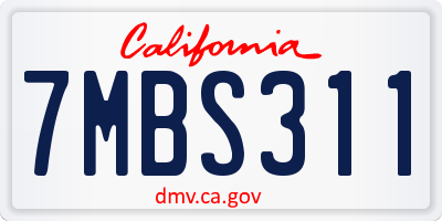CA license plate 7MBS311