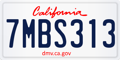 CA license plate 7MBS313