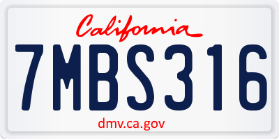 CA license plate 7MBS316