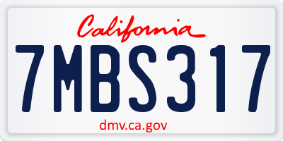 CA license plate 7MBS317