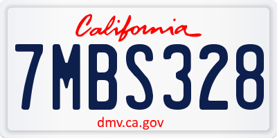 CA license plate 7MBS328