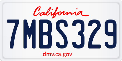 CA license plate 7MBS329