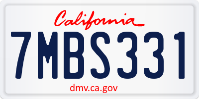 CA license plate 7MBS331