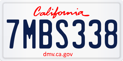 CA license plate 7MBS338