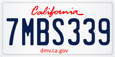 CA license plate 7MBS339