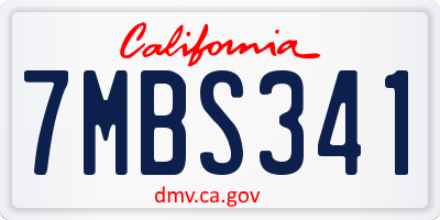 CA license plate 7MBS341