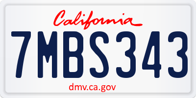 CA license plate 7MBS343