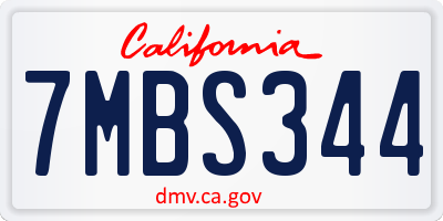 CA license plate 7MBS344