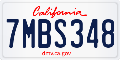 CA license plate 7MBS348