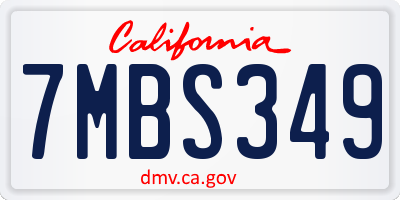 CA license plate 7MBS349