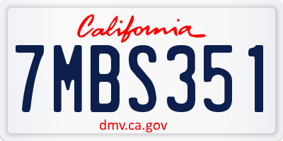 CA license plate 7MBS351