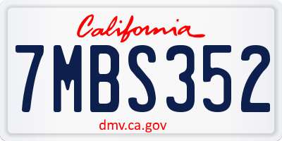 CA license plate 7MBS352