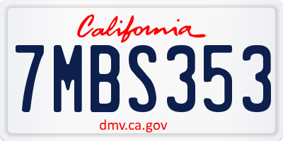 CA license plate 7MBS353