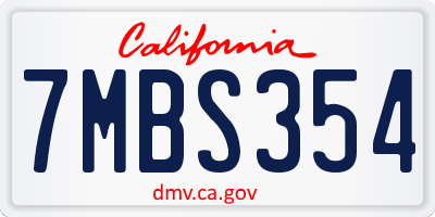 CA license plate 7MBS354