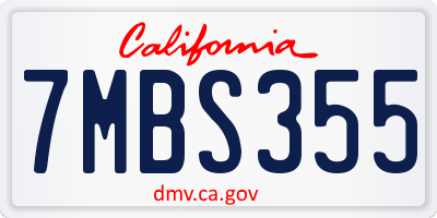 CA license plate 7MBS355