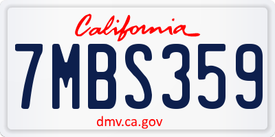 CA license plate 7MBS359