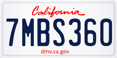 CA license plate 7MBS360