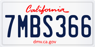 CA license plate 7MBS366