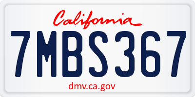 CA license plate 7MBS367