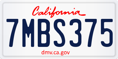 CA license plate 7MBS375
