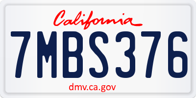 CA license plate 7MBS376