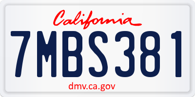 CA license plate 7MBS381