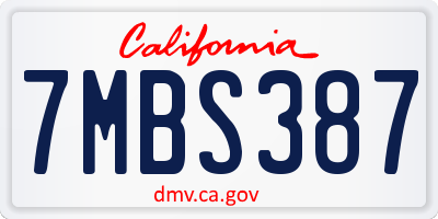 CA license plate 7MBS387